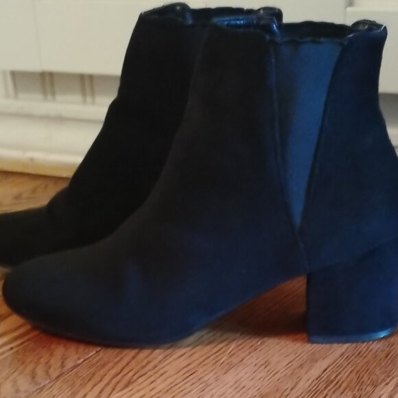 Vegan Suede Chunky Heel Booties - Picture 3 of 11